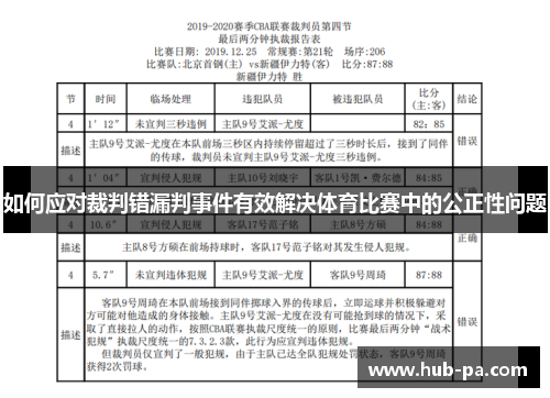 如何应对裁判错漏判事件有效解决体育比赛中的公正性问题