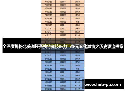 全深度揭秘北美洲杯赛独特竞技魅力与多元文化激情之历史源流探索